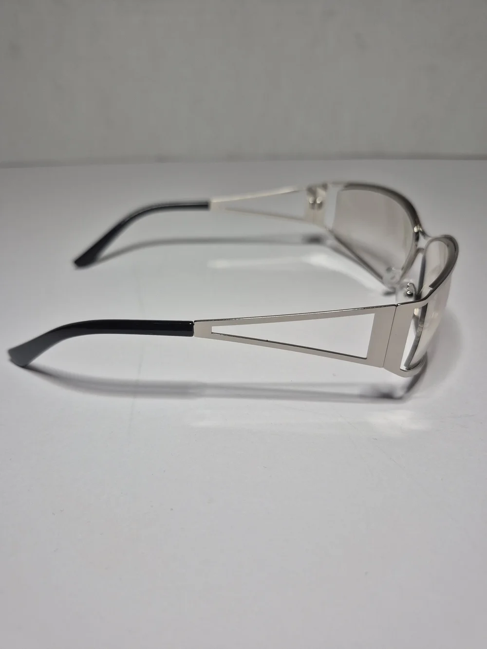 Silver Frameless Shield Sunglasses - Clear Gradient Lenses